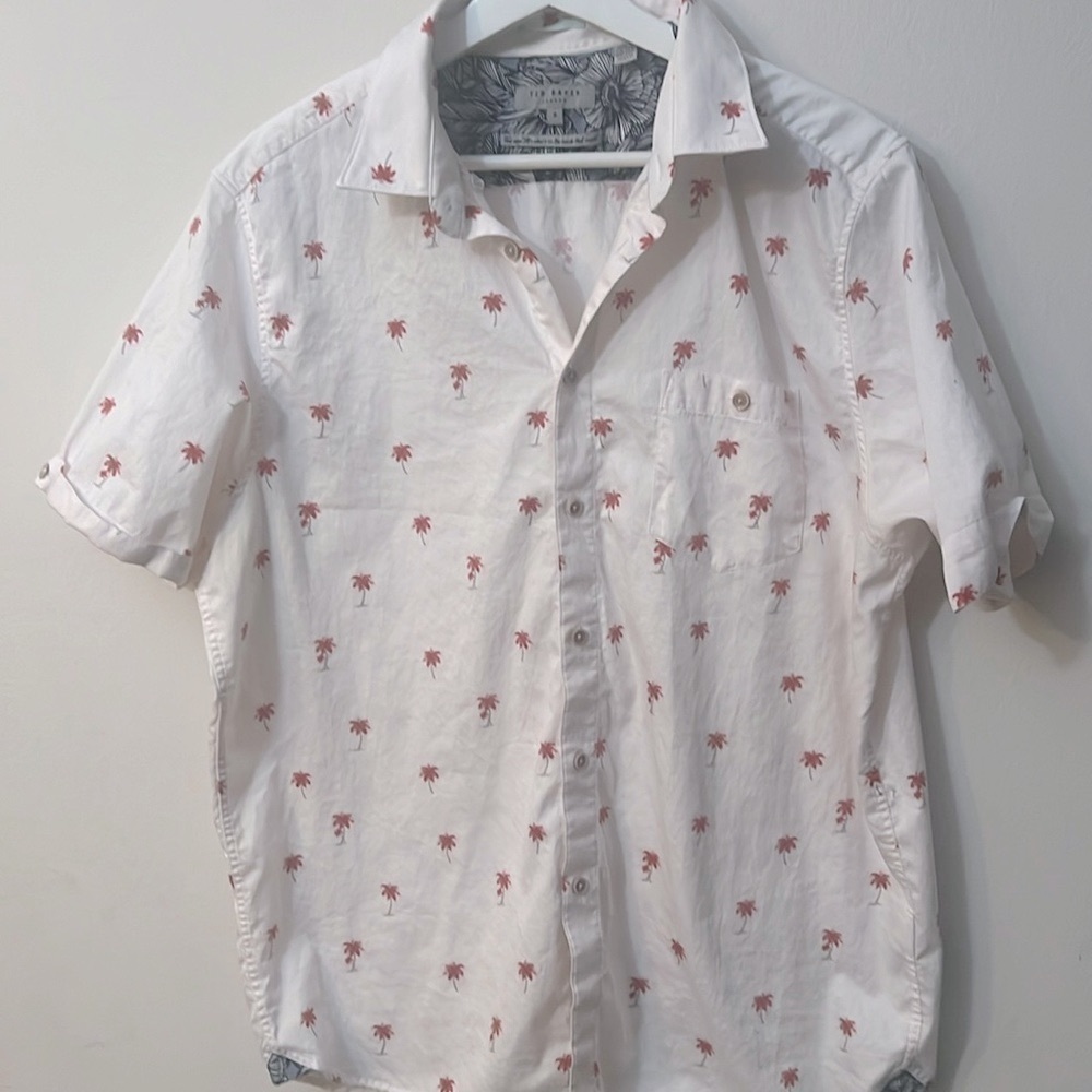 Ted baker shirt size 6 red palm design pocket 100% cotton